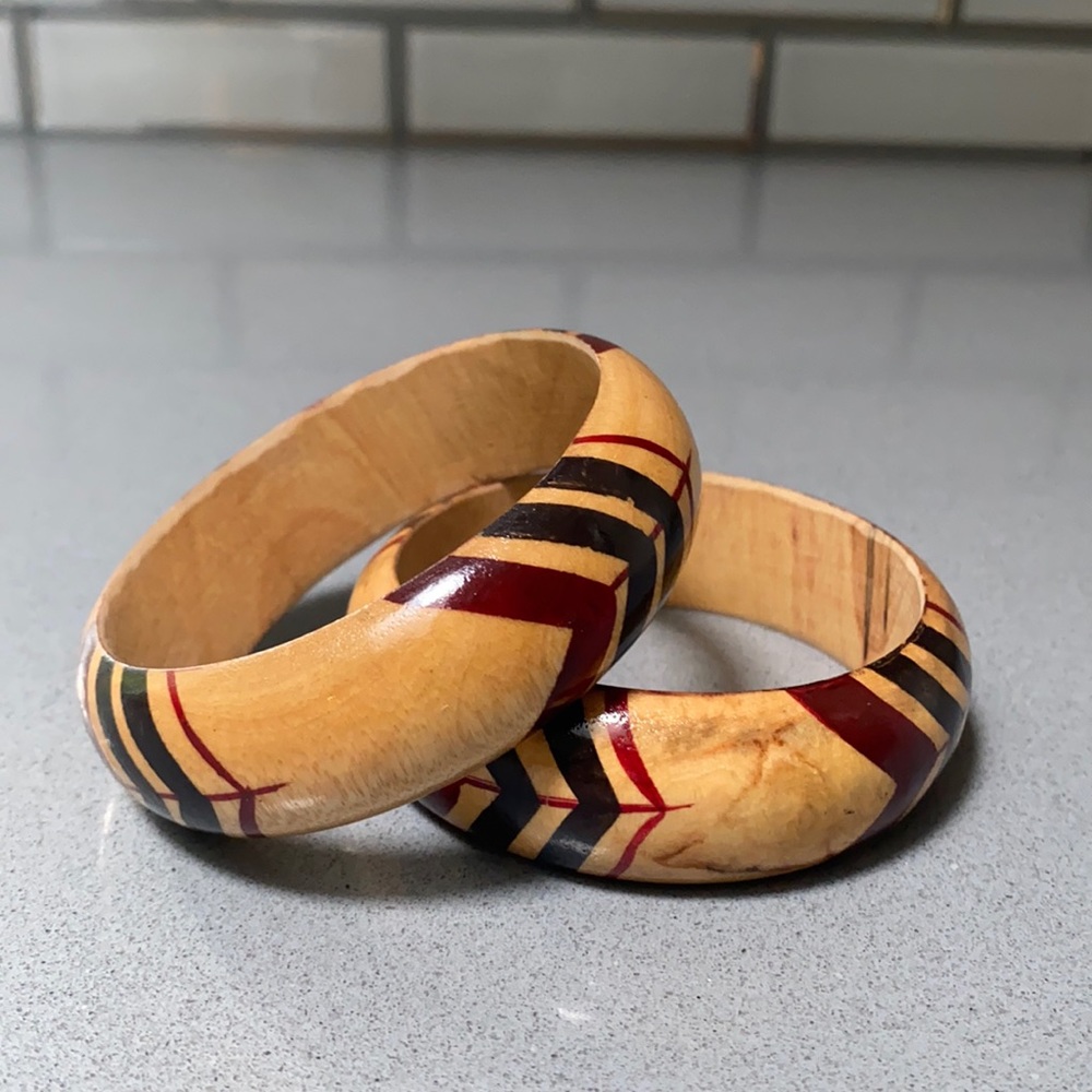Wooden Painted Bangle Bracelets